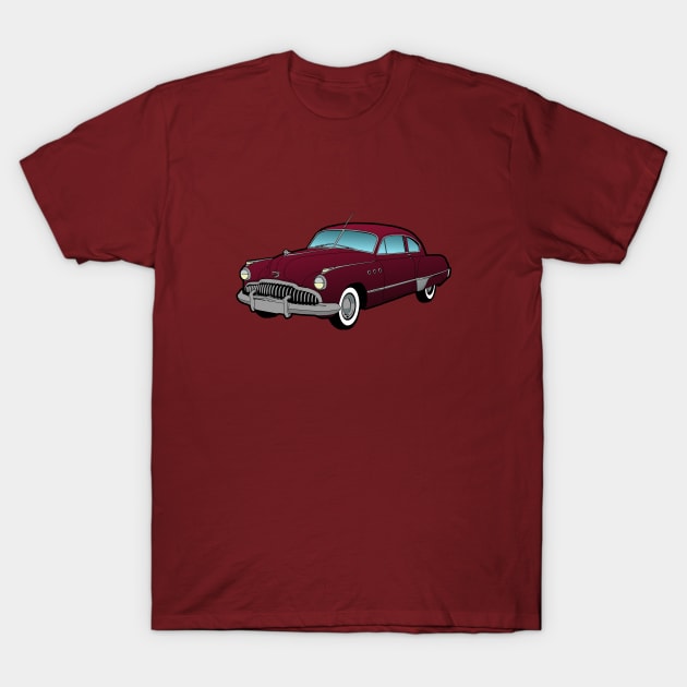 1949 maroon Buick T-Shirt by Ginger Bobby